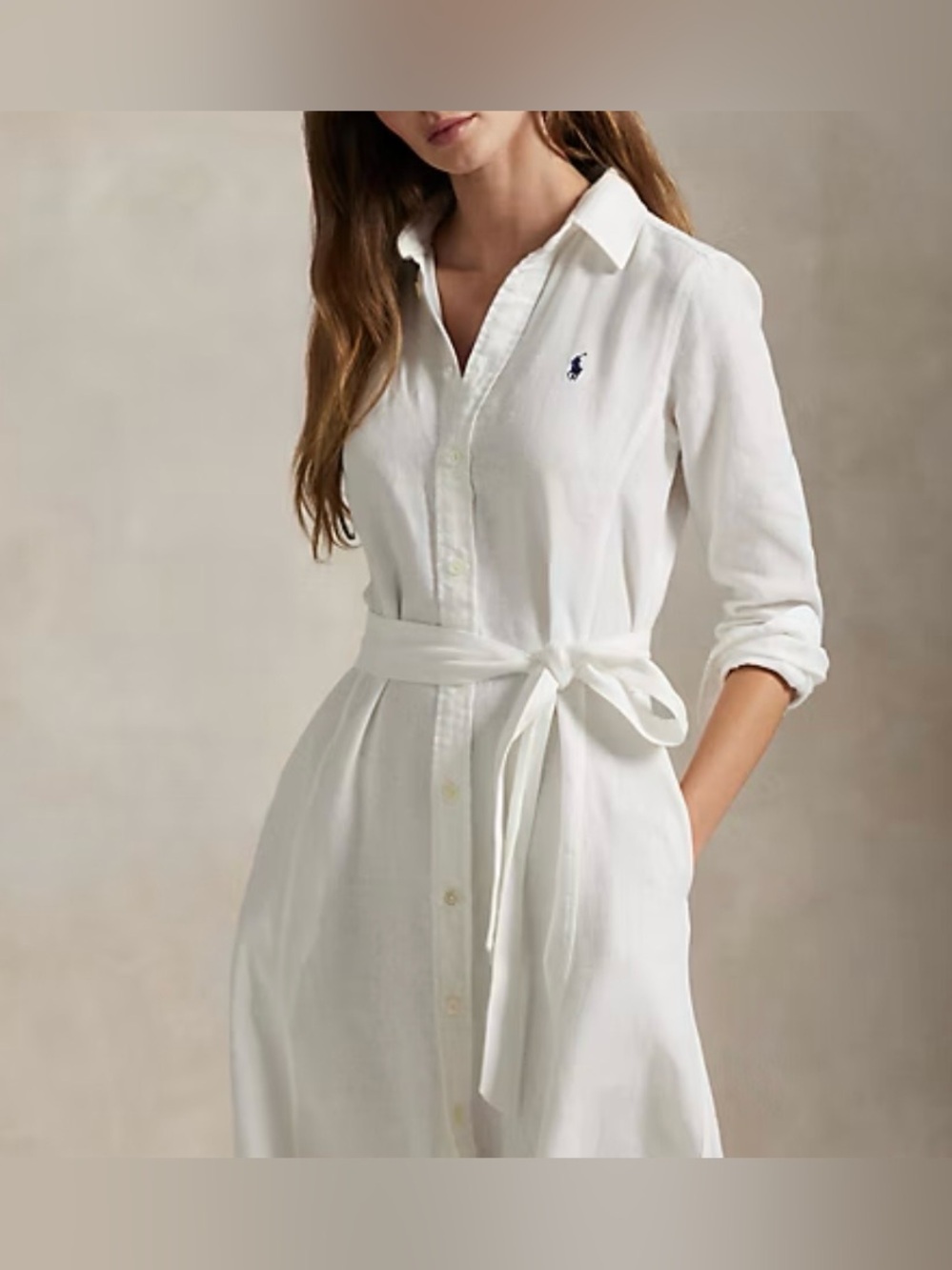 Polo Ralph Lauren Women’s Belted Linen Shirtdress White Sz 8 NWT - Picture 4 of 11